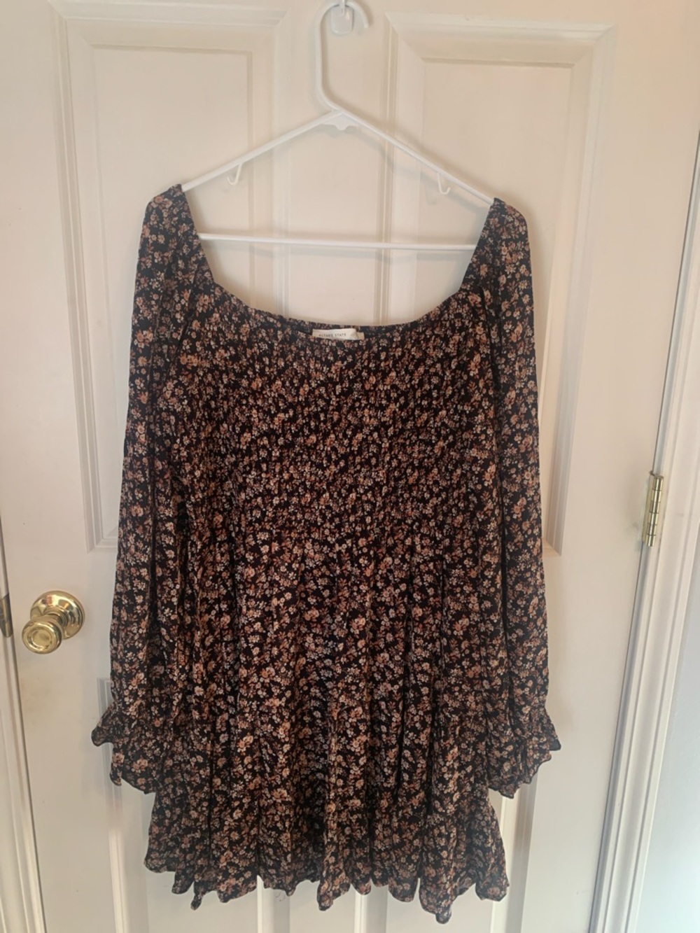 Altar'd State Black Floral Off-Shoulder Mini Dress Size XL